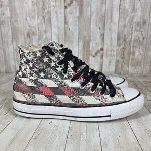 Converse All‎ Star High Top Sneakers American Flag Print Patriotic Shoes
